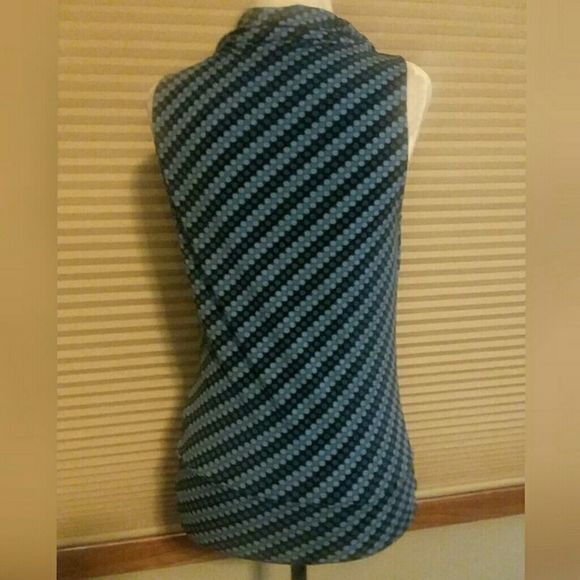 MICHAEL Michael Kors -- The Floaters Blue Fitted Cowl Neck Sleeveless Blouse - Picture 2 of 8